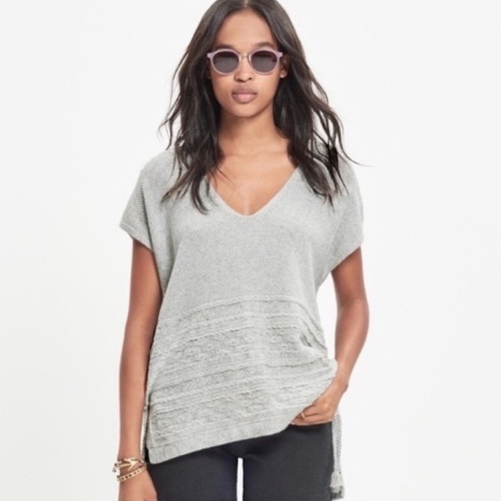 Madewell Side Tie Gray Knit Vest (Size Medium - EUC)